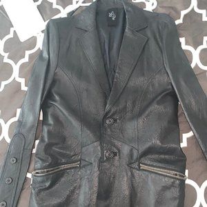 Black Leather Blazer Coat